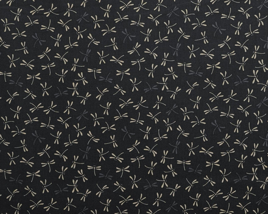 Dragonflies on Black - Cotton Fabric - Sevenberry
