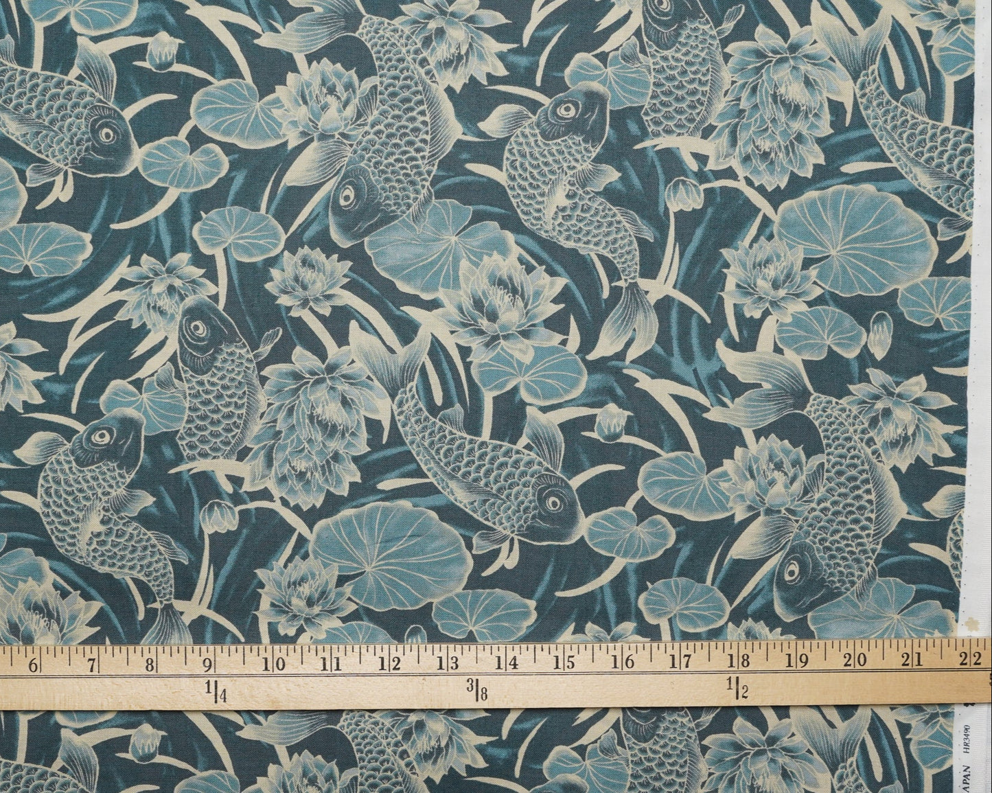 Hyakka Ryoran Gosaiyuboku Koi Medium Blue - Cotton Fabric- Quilt Gate