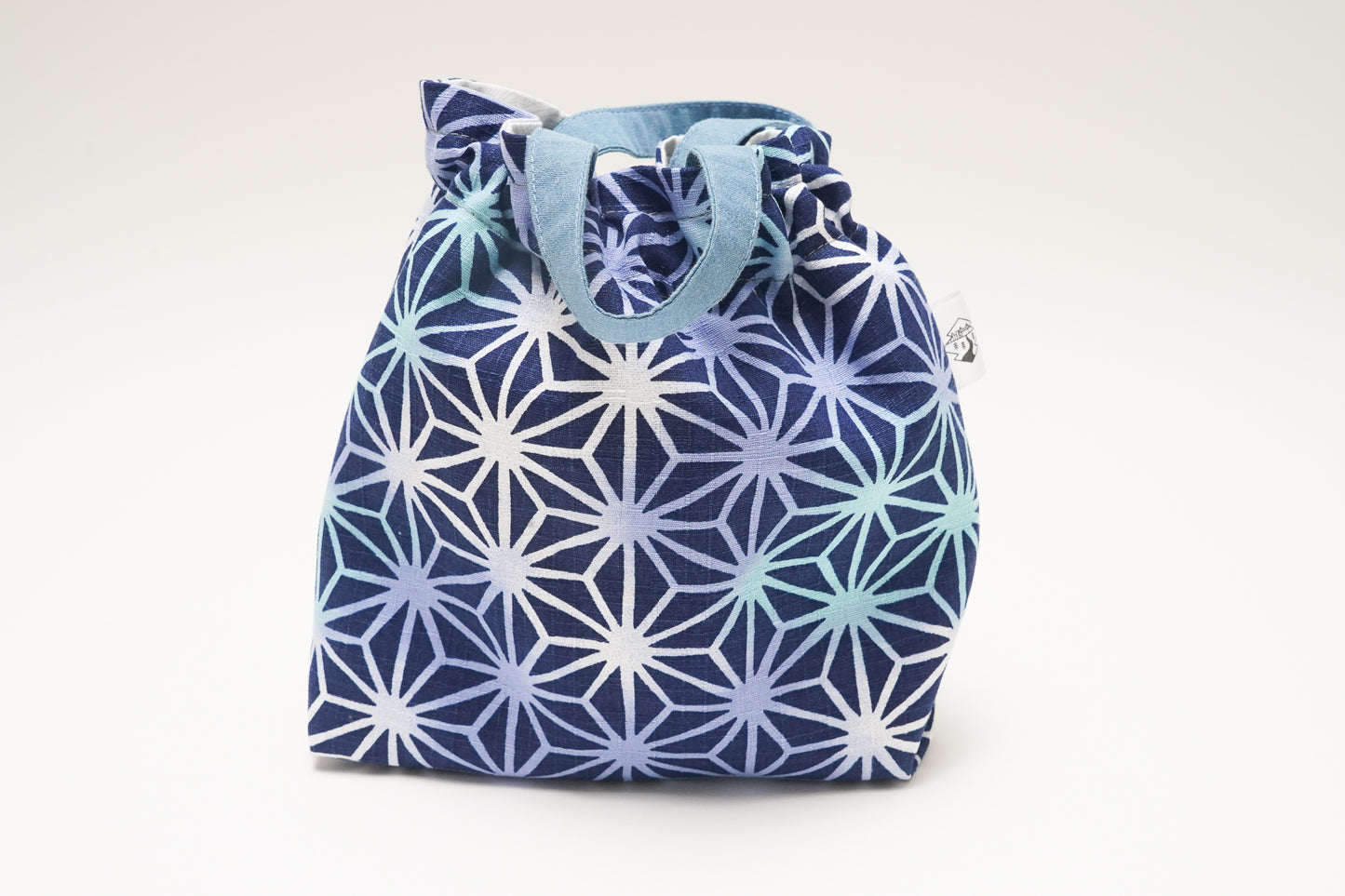 Modern Kinchaku Bag - Asanoha Navy