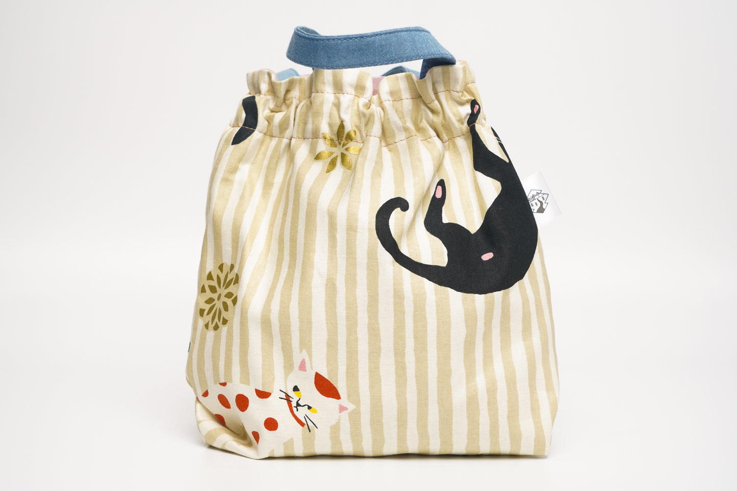 Modern Kinchaku Bag - Kitty Stripe (multiple colors available)