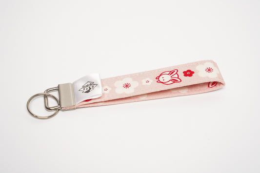 Key Fob Wristlet - Bunny Blossoms (Pink/red)
