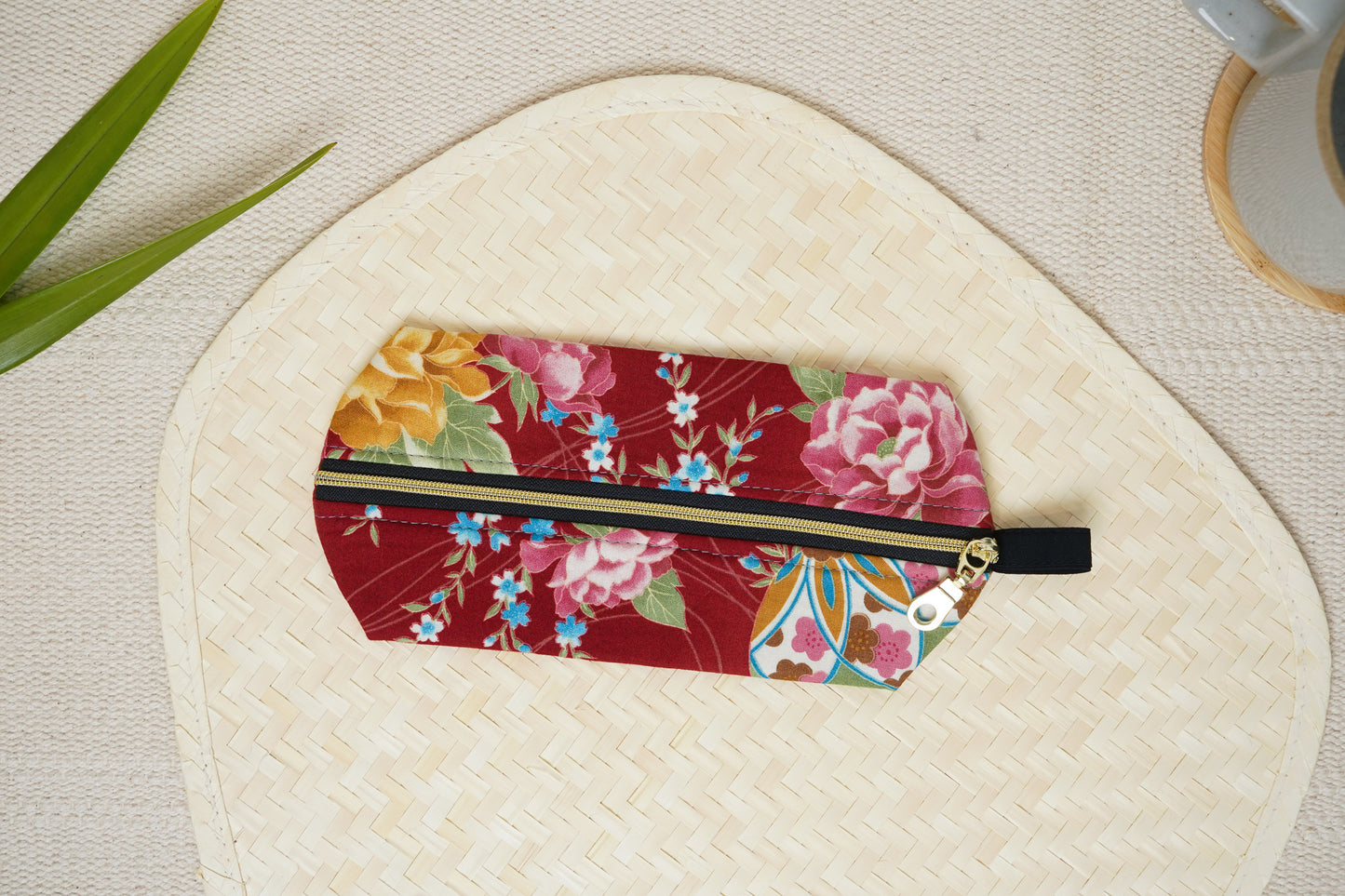 Zippy Pouch - Temari Floral Red