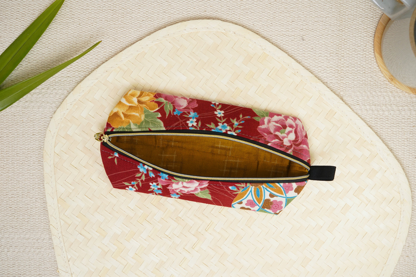Zippy Pouch - Temari Floral Red