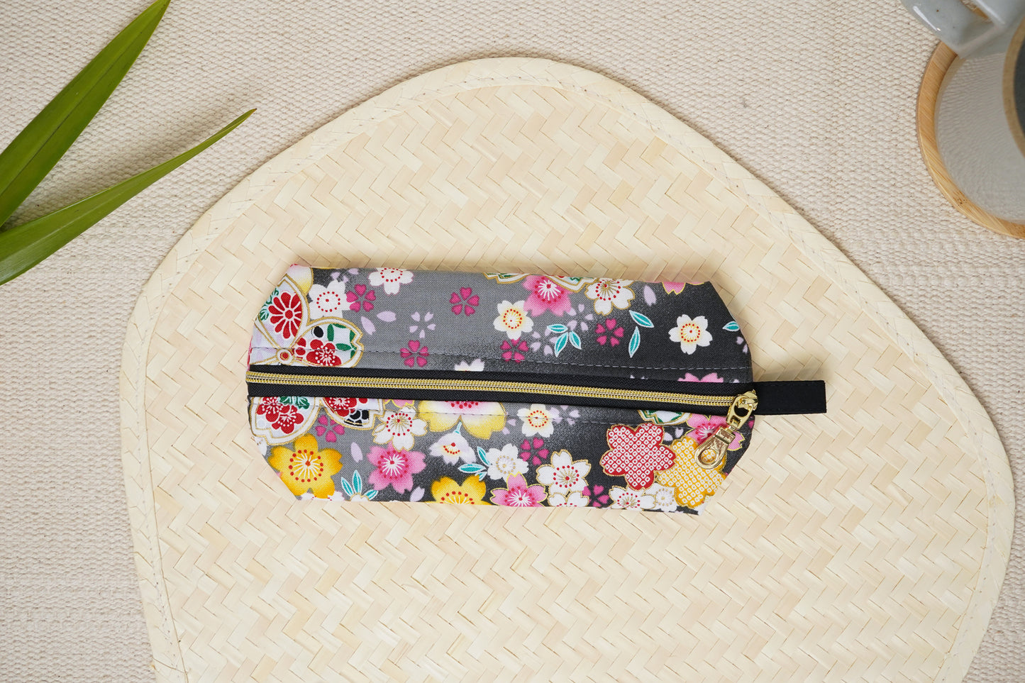 Zippy Pouch - Black Kimono Floral