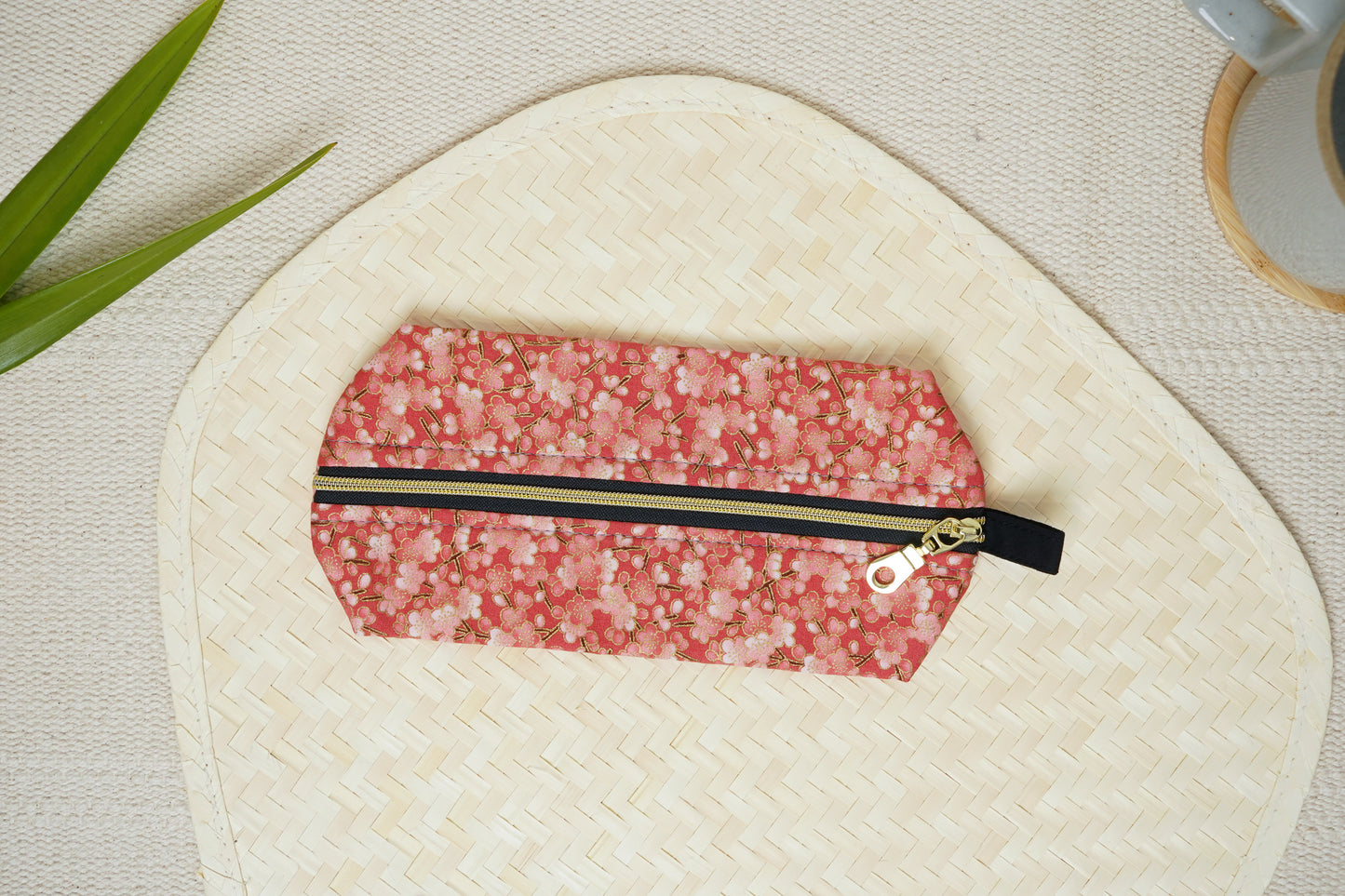 Zippy Pouch - Pink and Gold Floral