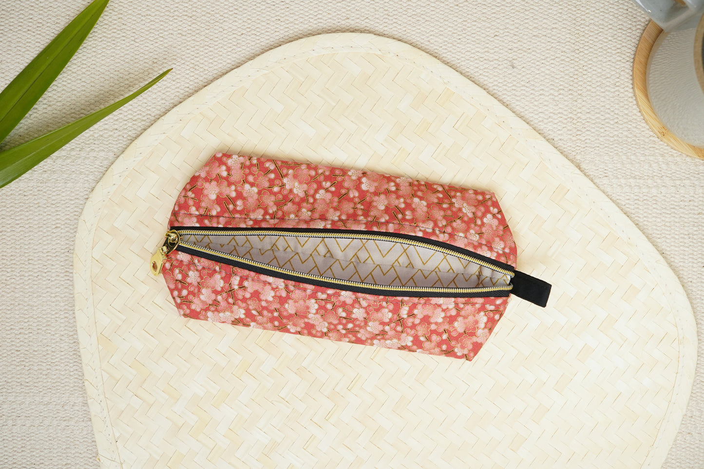 Zippy Pouch - Pink and Gold Floral