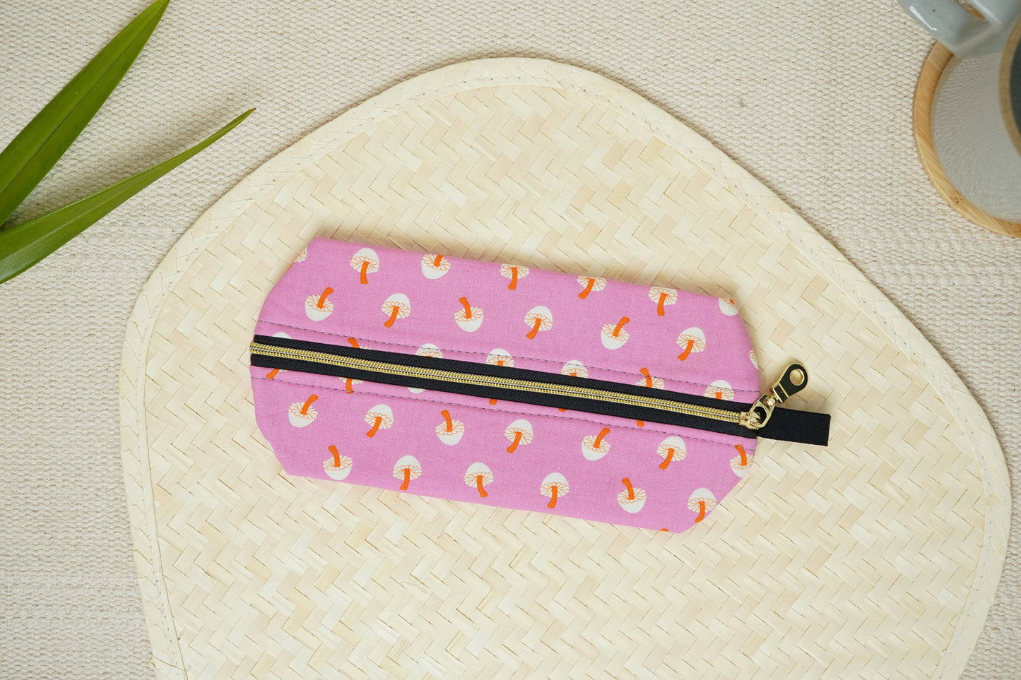 Zippy Pouch - Fall Mushrooms (Pink)