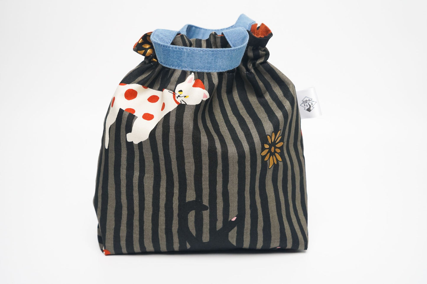 Modern Kinchaku Bag - Kitty Stripe (multiple colors available)
