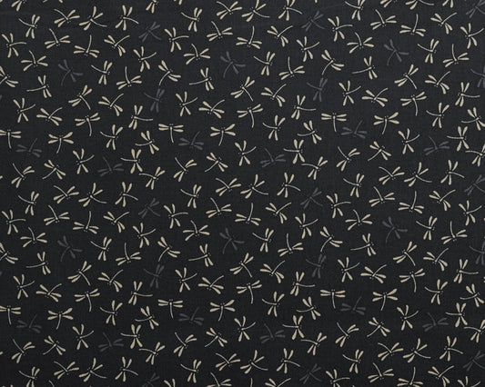 Dragonflies on Black - Cotton Fabric - Sevenberry