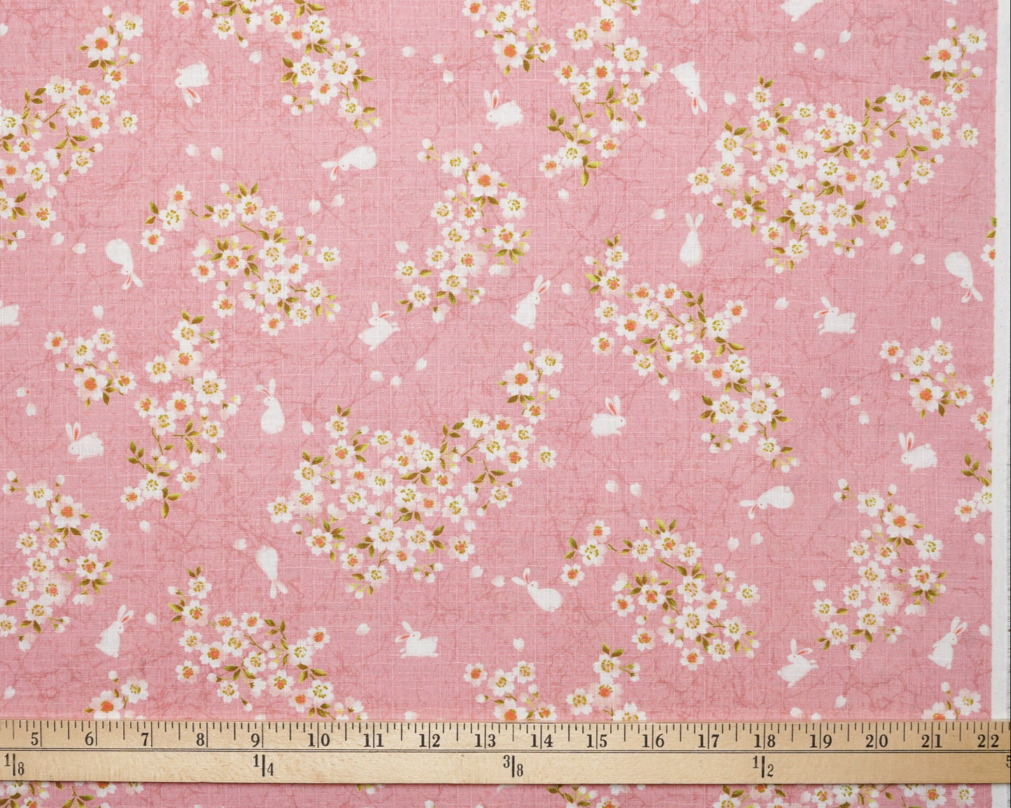 Pink Rabbits & Sakura - Dobby Fabric - Morikiku