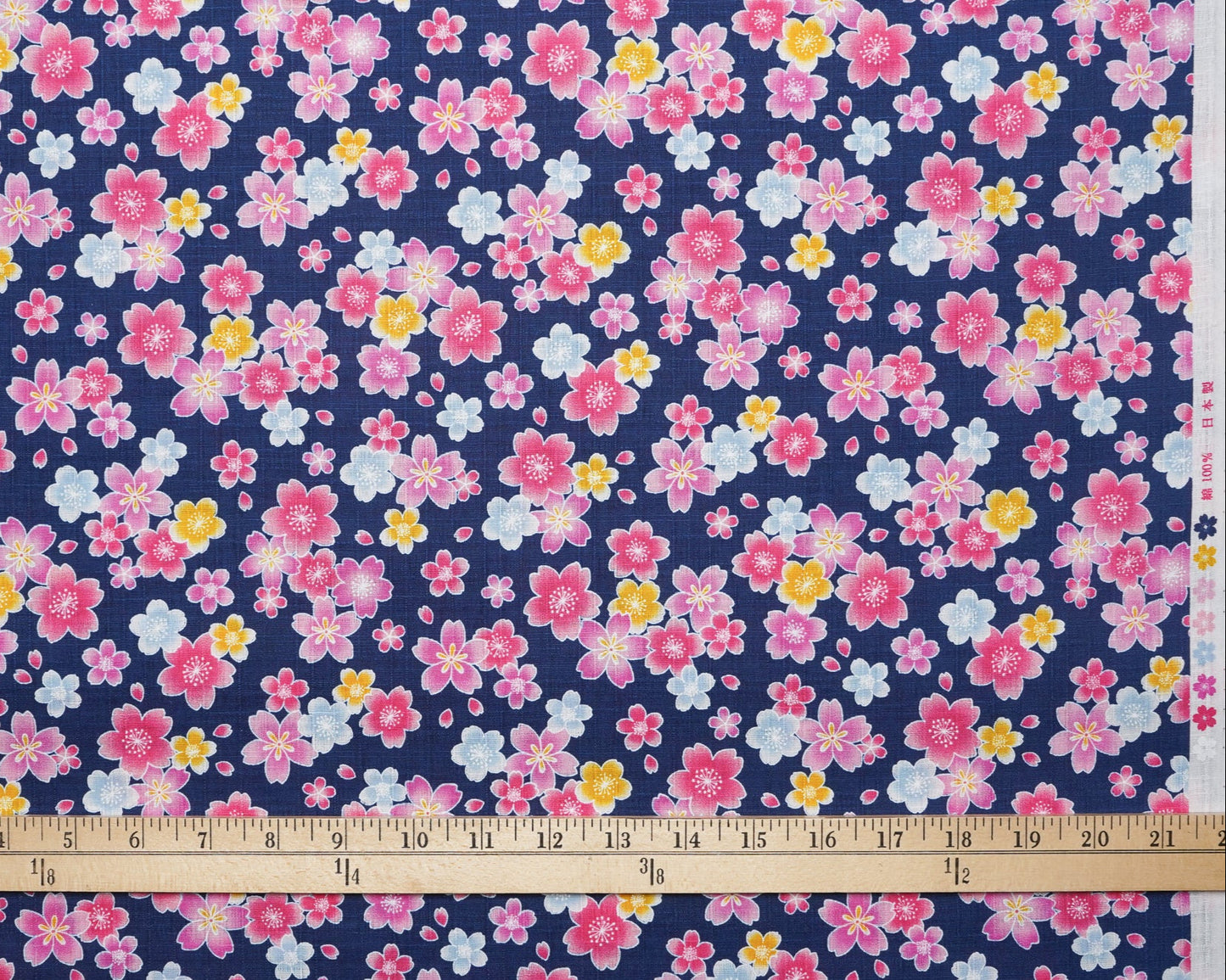 Navy Sakura Blossom - Dobby Fabric - Hishiei