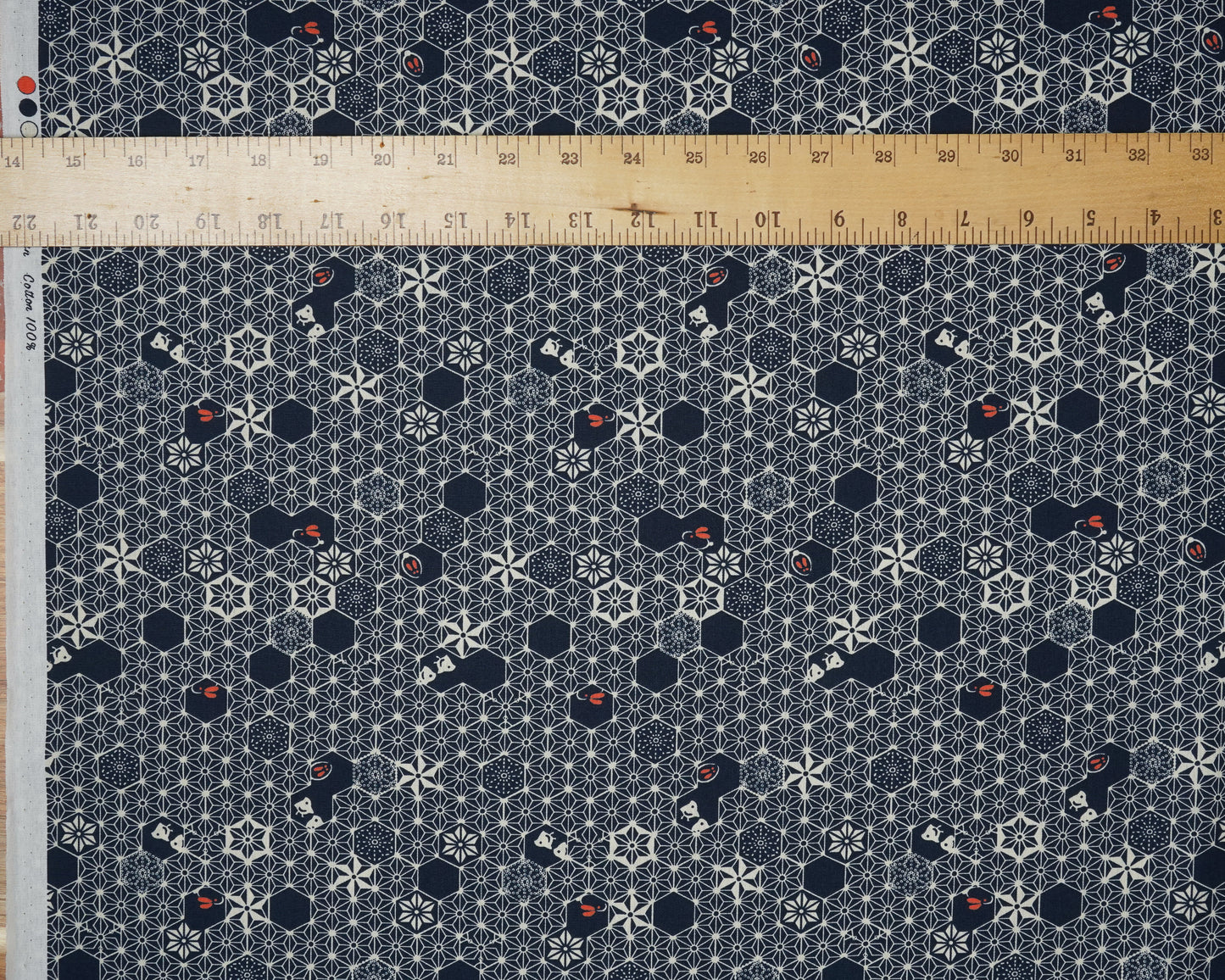 Honeycomb Print on Navy - Cotton Fabric - Yamaoka
