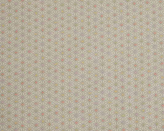 Patterned fabric with geometric design on a beige background