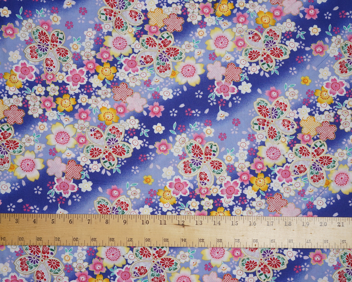 Sakura Kimono Print on Purple - Cotton Fabric - Asano