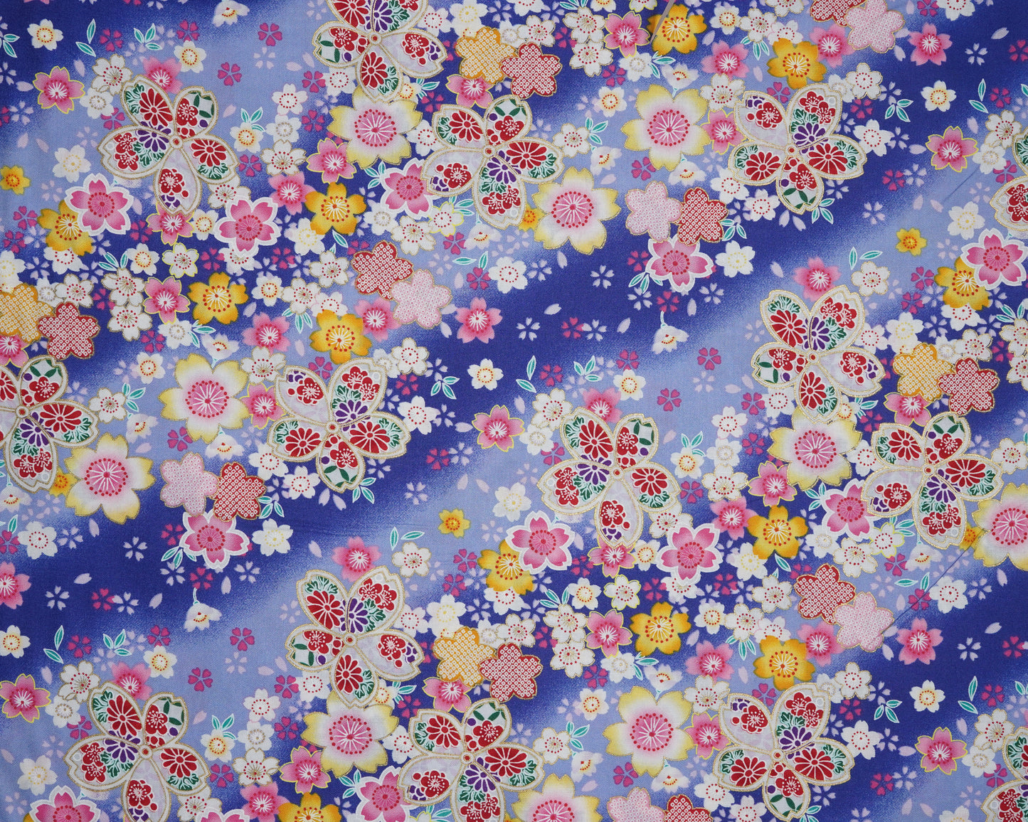 Sakura Kimono Print on Purple - Cotton Fabric - Asano