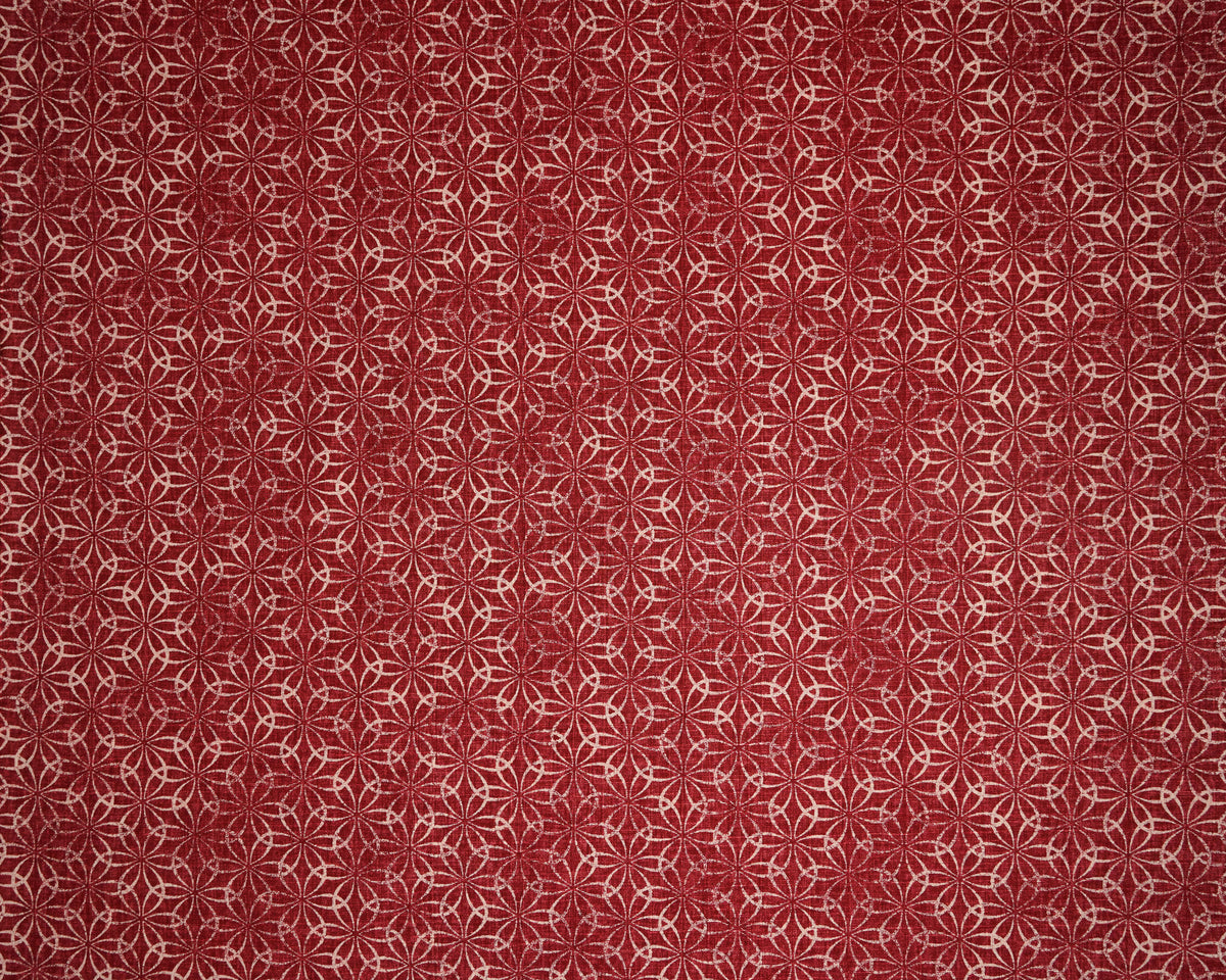 Shippou Circles Print on Red dobby fabric, close-up of the print