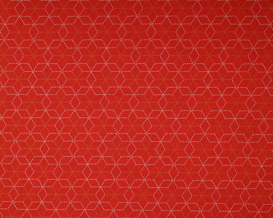 Red fabric with a geometric pattern