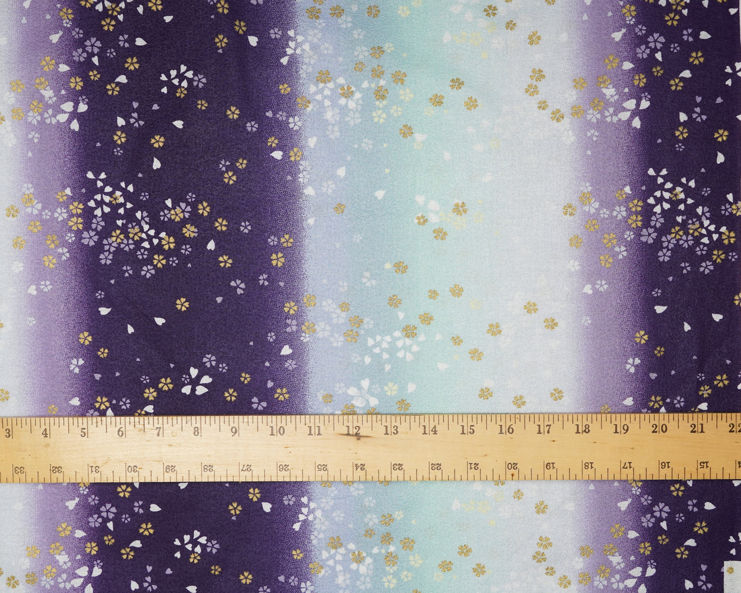 Purple and Blue Ombre with Floral Scatter - Cotton Crepe - Asano