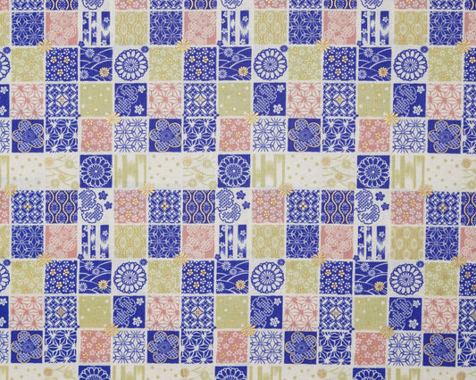 Japanese Tiles With Metallic Accents - Cotton Yardage - Naka