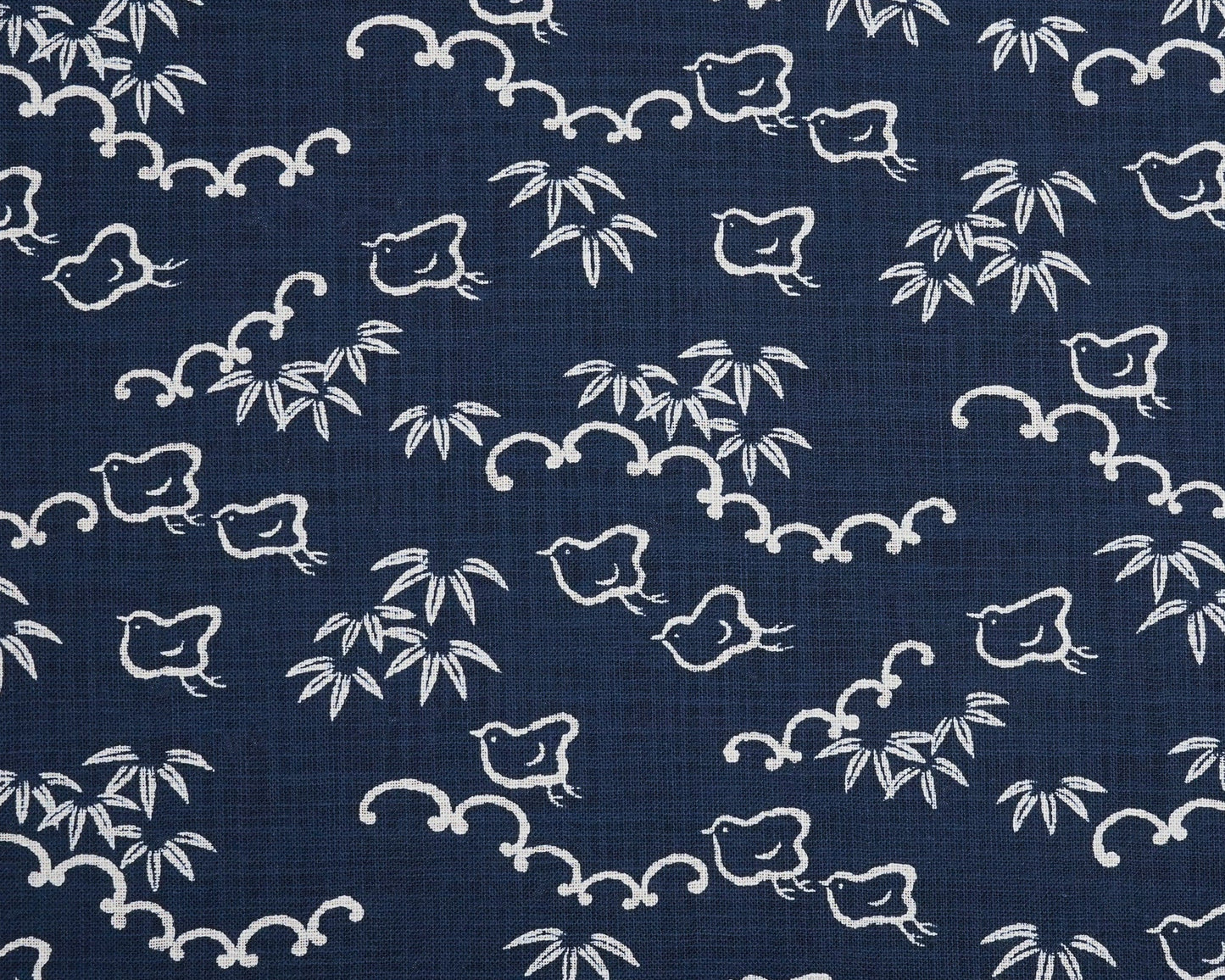 Beige Chidori (Little Birds) on Indigo - Nara Homespun Cotton Fabric - Sevenberry