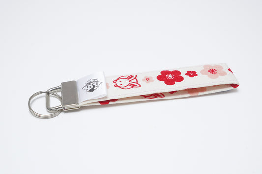 Key Fob Wristlet - Bunny Blossoms (Cream/pink)