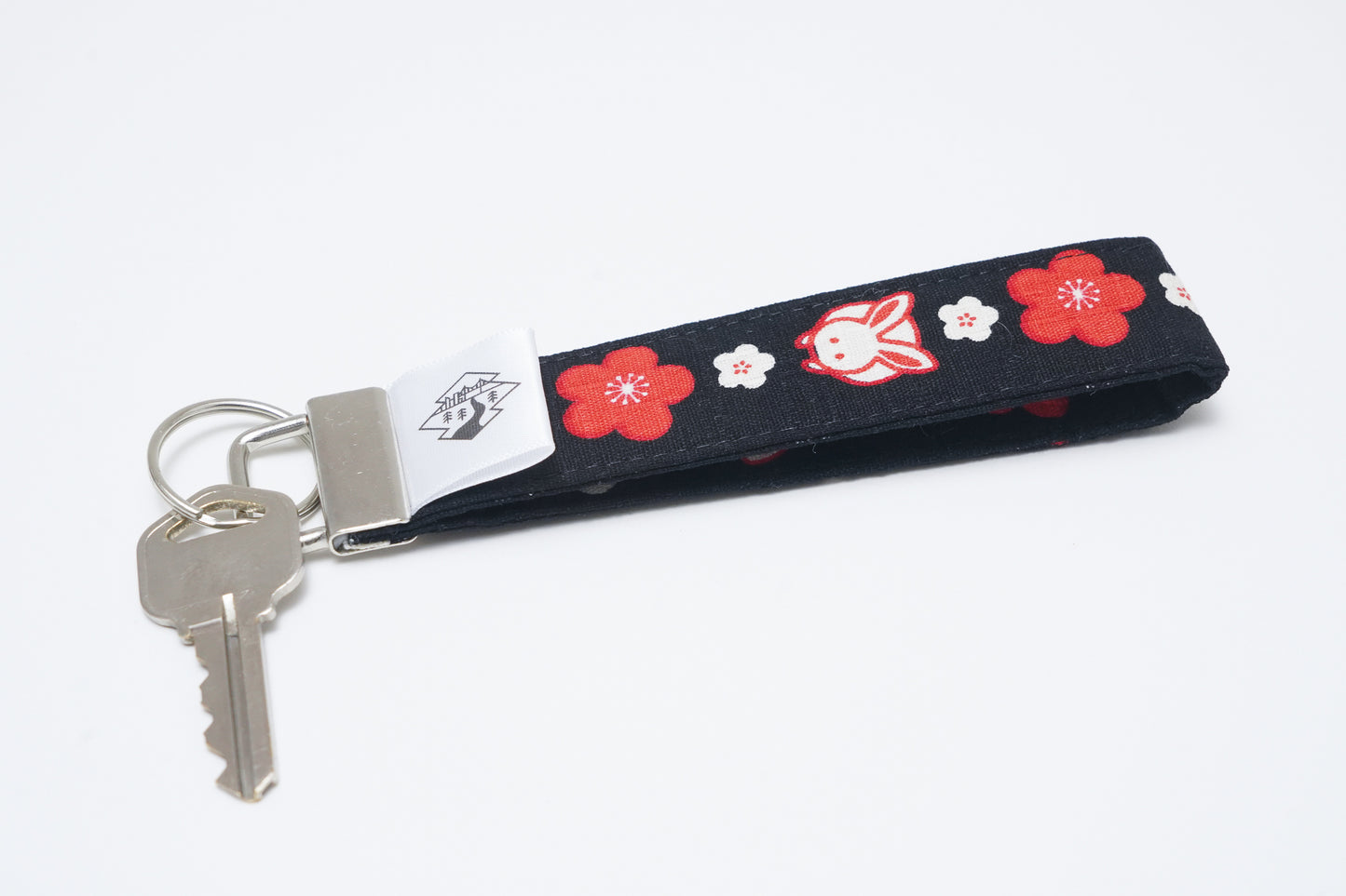 Key Fob Wristlet - Bunny Blossoms (Black/red)