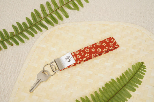 Key Fob Wristlet - Sakura Scatter (Red-Orange)