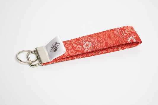 Key Fob Wristlet - Red and Gold