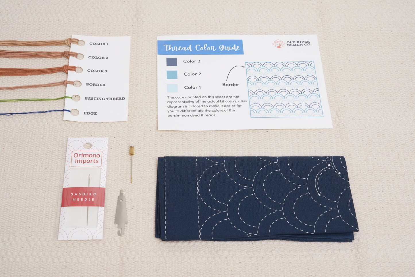 Hanafukin Sashiko Cloth Kit - Segaiha - Persimmon