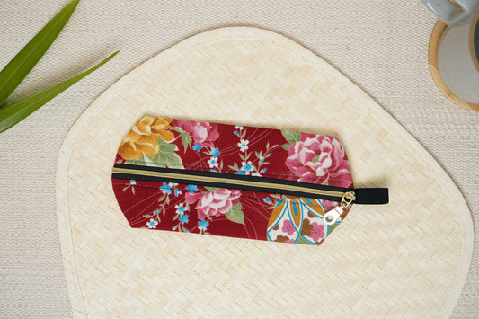 Zippy Pouch - Temari Floral Red