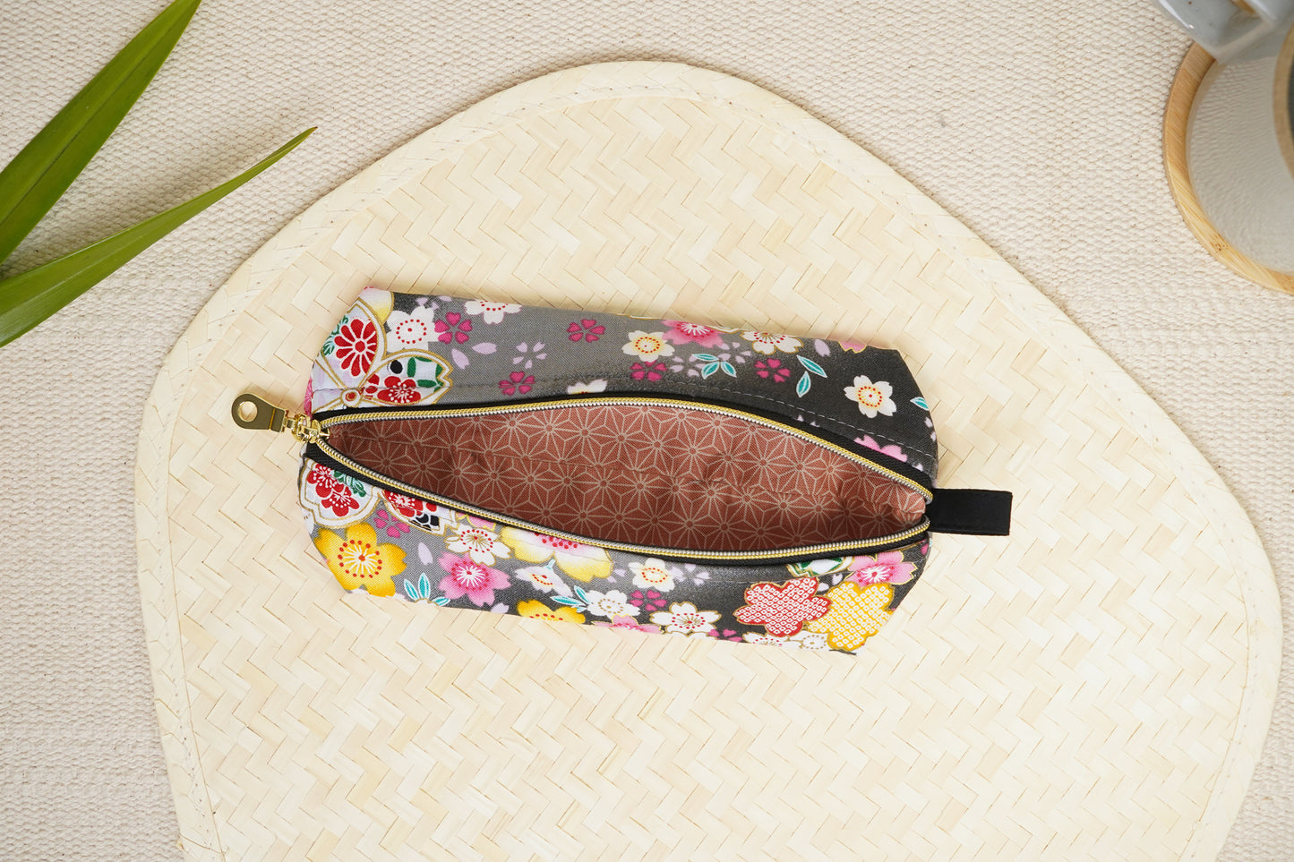Zippy Pouch - Black Kimono Floral