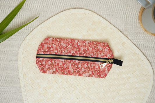 Zippy Pouch - Pink and Gold Floral